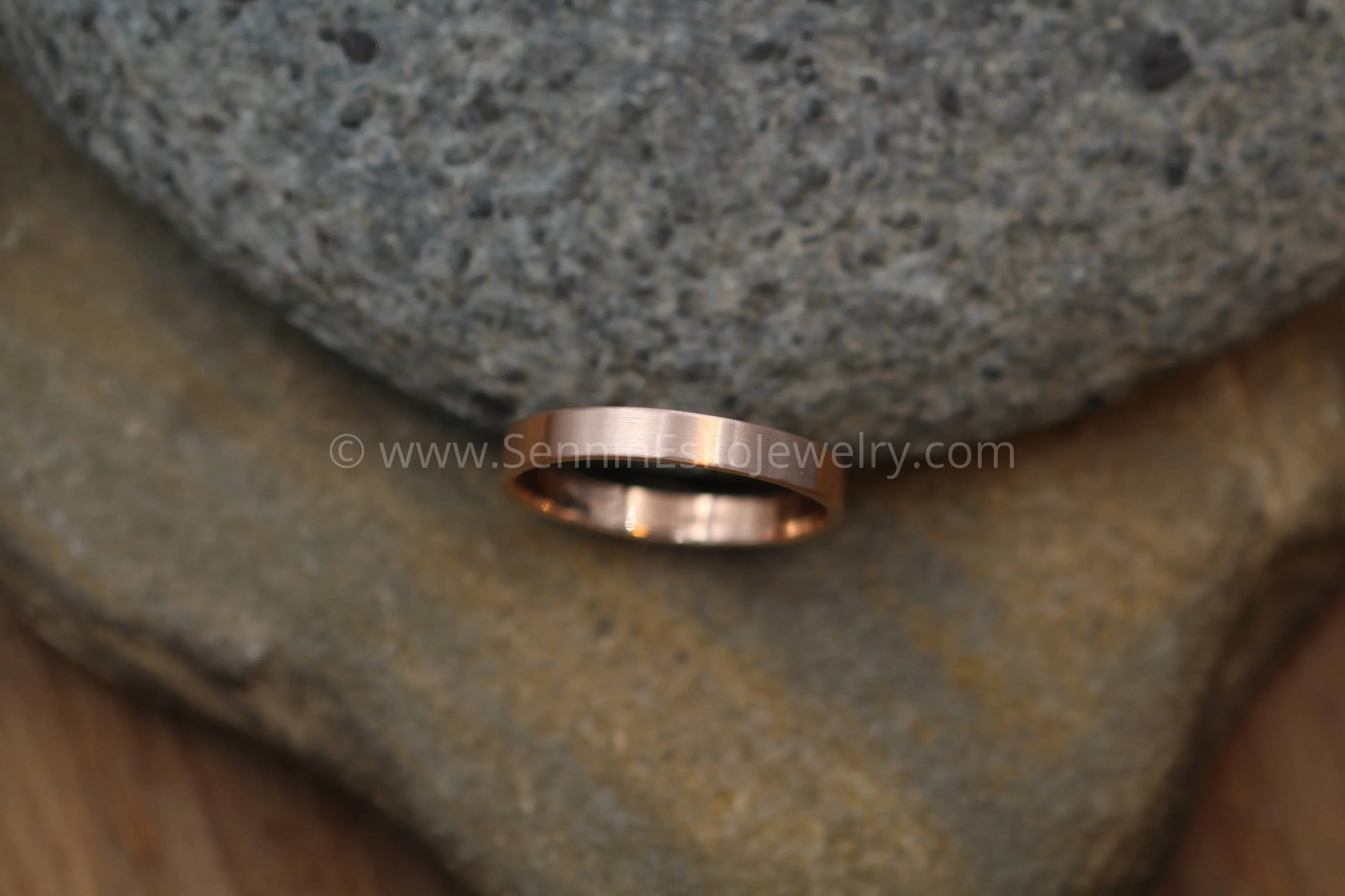 14kt Rose Gold 3x1mm Flat Band - Matte Finish
