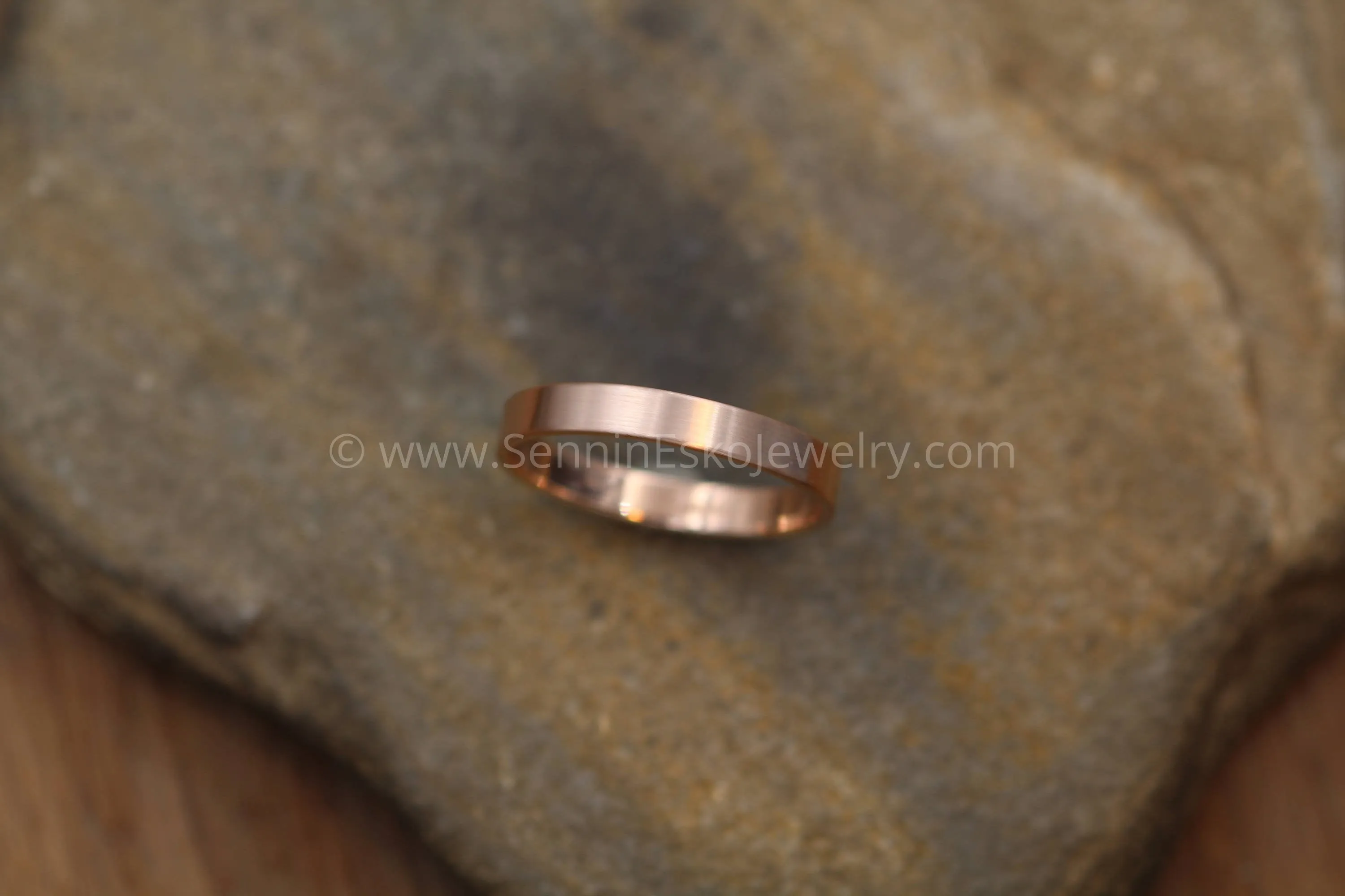 14kt Rose Gold 3x1mm Flat Band - Matte Finish