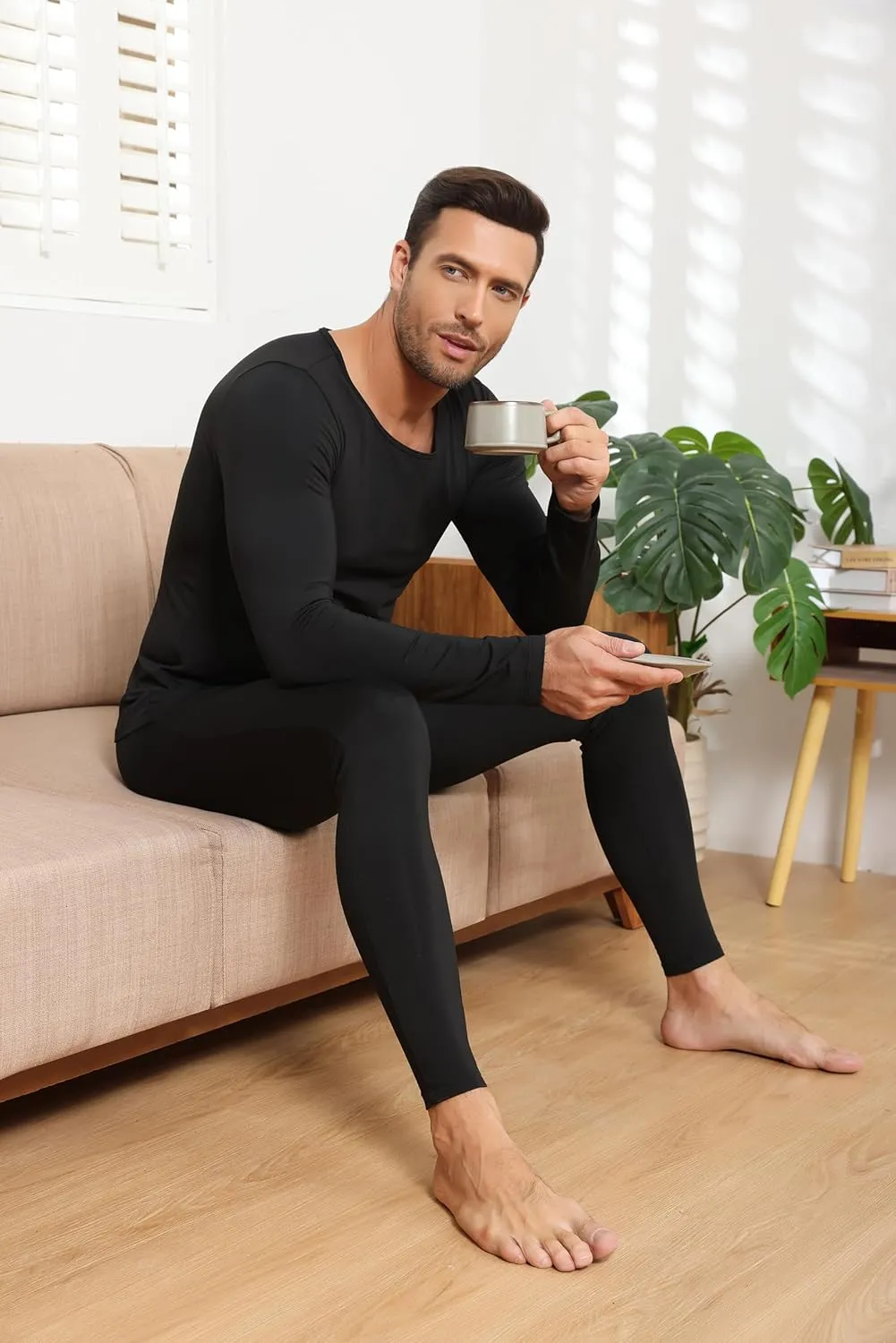 3 Pack Thermal Underwear for Men Long Johns Fleece Lined Soft and Warm Set Base Layer for Cold Weather