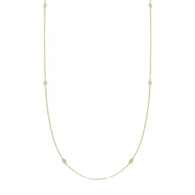 32" Long Fine Diamond Chain Necklace - Yellow Gold