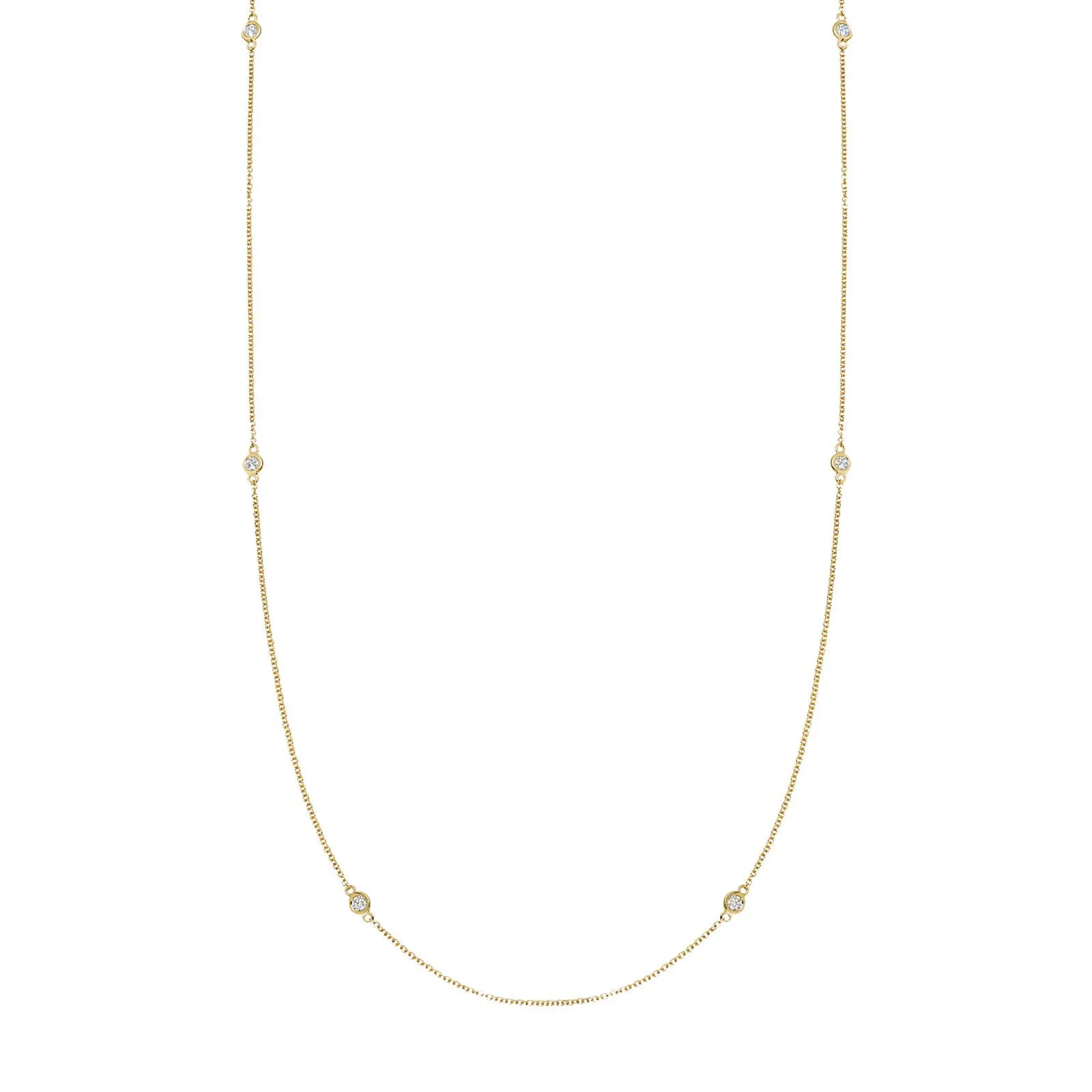 32" Long Fine Diamond Chain Necklace - Yellow Gold
