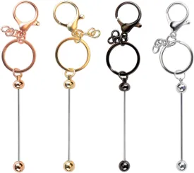 4 Pcs Beadable Keychains Bars Keychain Making for DIY Gift Blank Beaded Bar DIY Bead Jewelry Key Metal Keychain for Crafts Keychain Keychain Bar for Bead Bulk Bead Key Pendant Keychain Making Supplies