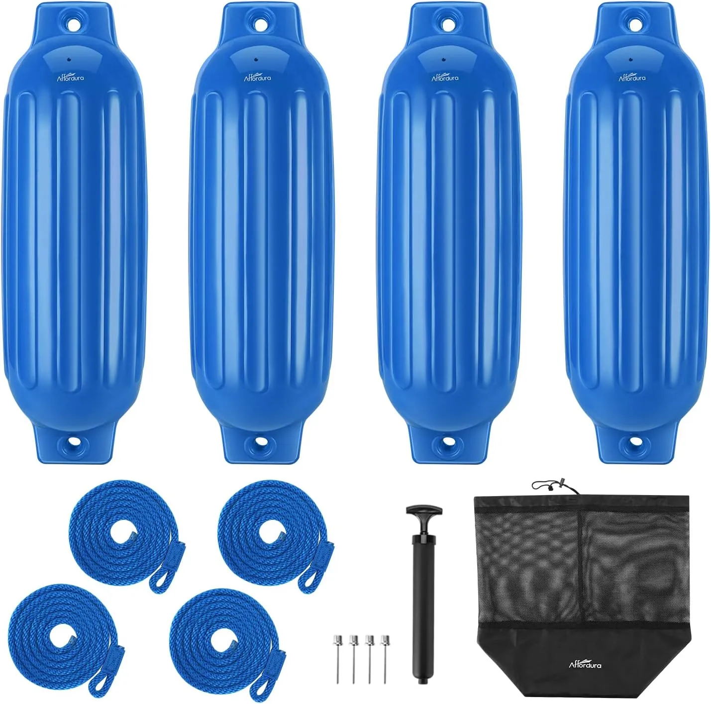 Affordura Boat Fender 4 Pack Boat Bumpers Fenders with 4 Ropes, Boat Bumpers for Pontoon Boat Fenders Inflatable