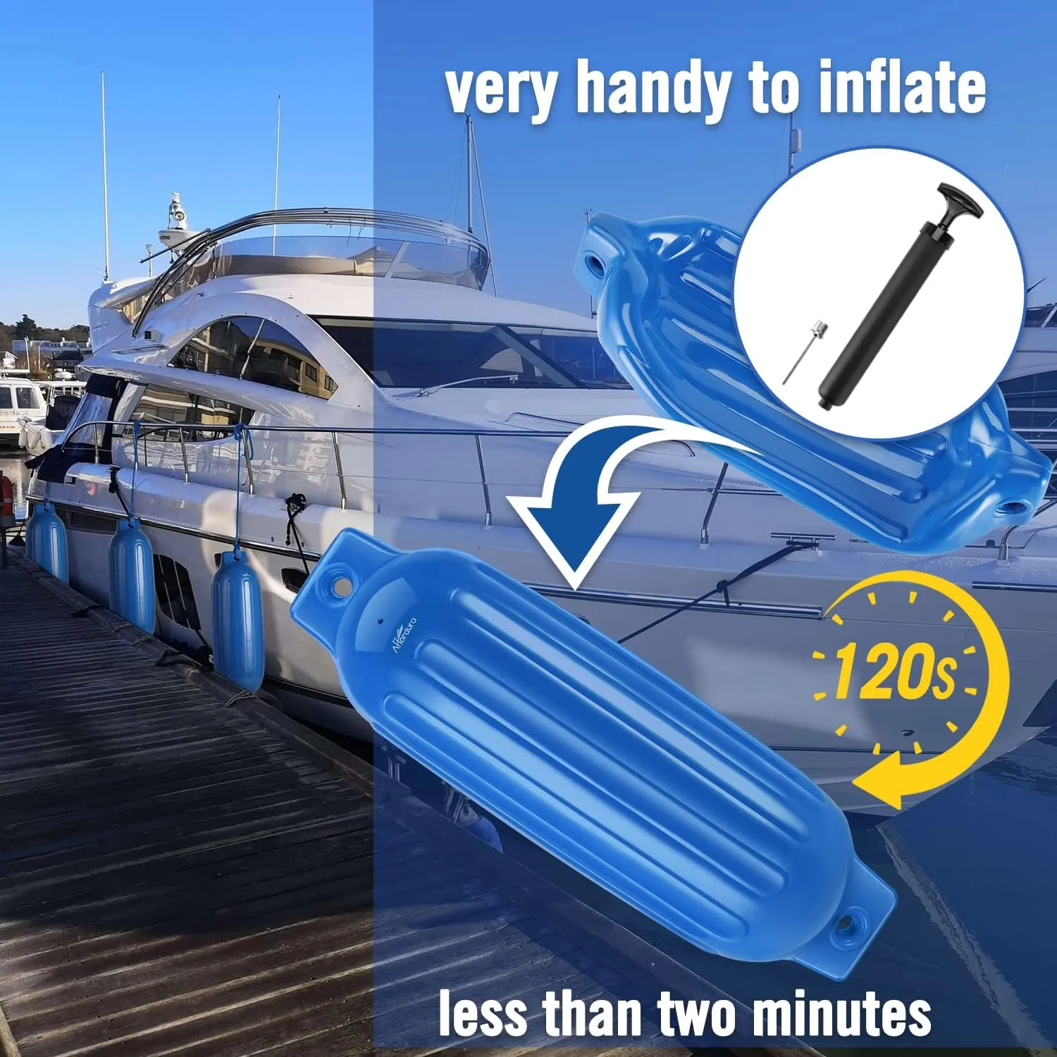 Affordura Boat Fender 4 Pack Boat Bumpers Fenders with 4 Ropes, Boat Bumpers for Pontoon Boat Fenders Inflatable