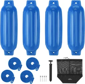 Affordura Boat Fender 4 Pack Boat Bumpers Fenders with 4 Ropes, Boat Bumpers for Pontoon Boat Fenders Inflatable