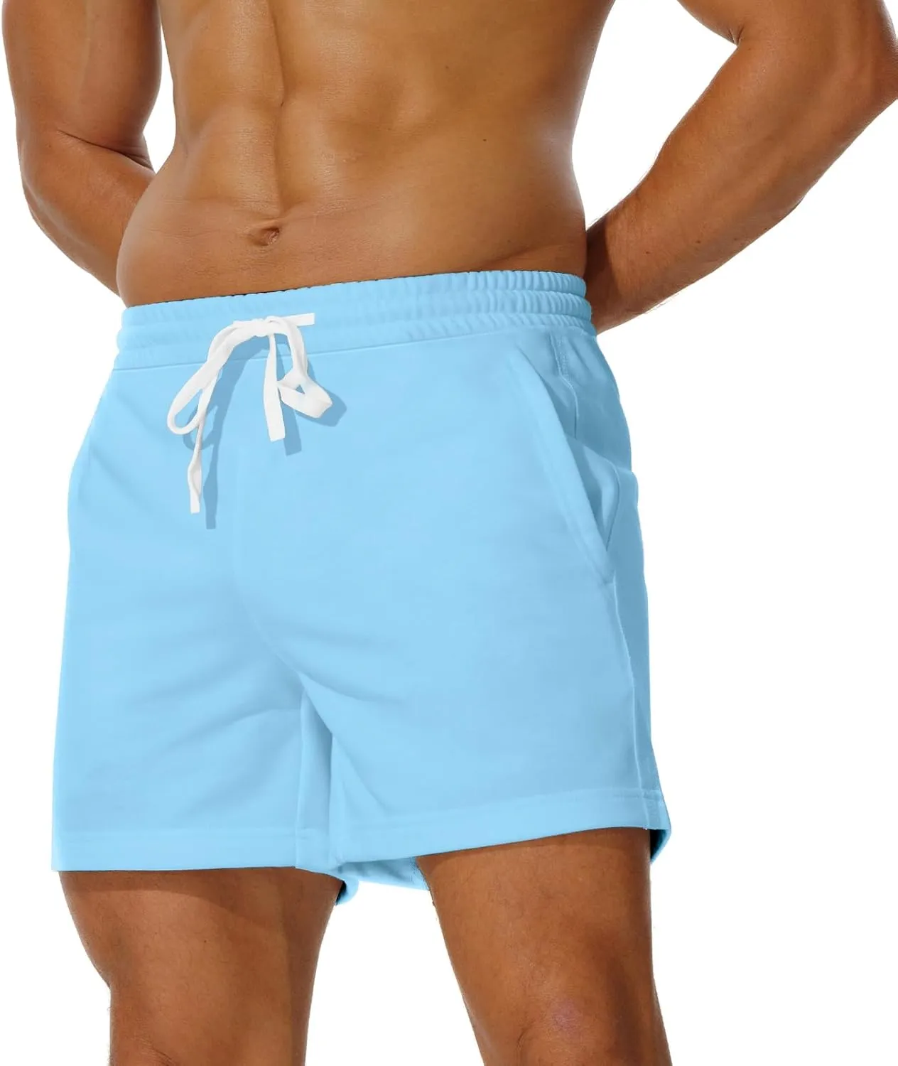 AIMPACT Mens Athletic Gym Shorts 5/5.5 Inch Cotton Casual Shorts Elastic Waist Joggers Sports Sweat Shorts with Pockets