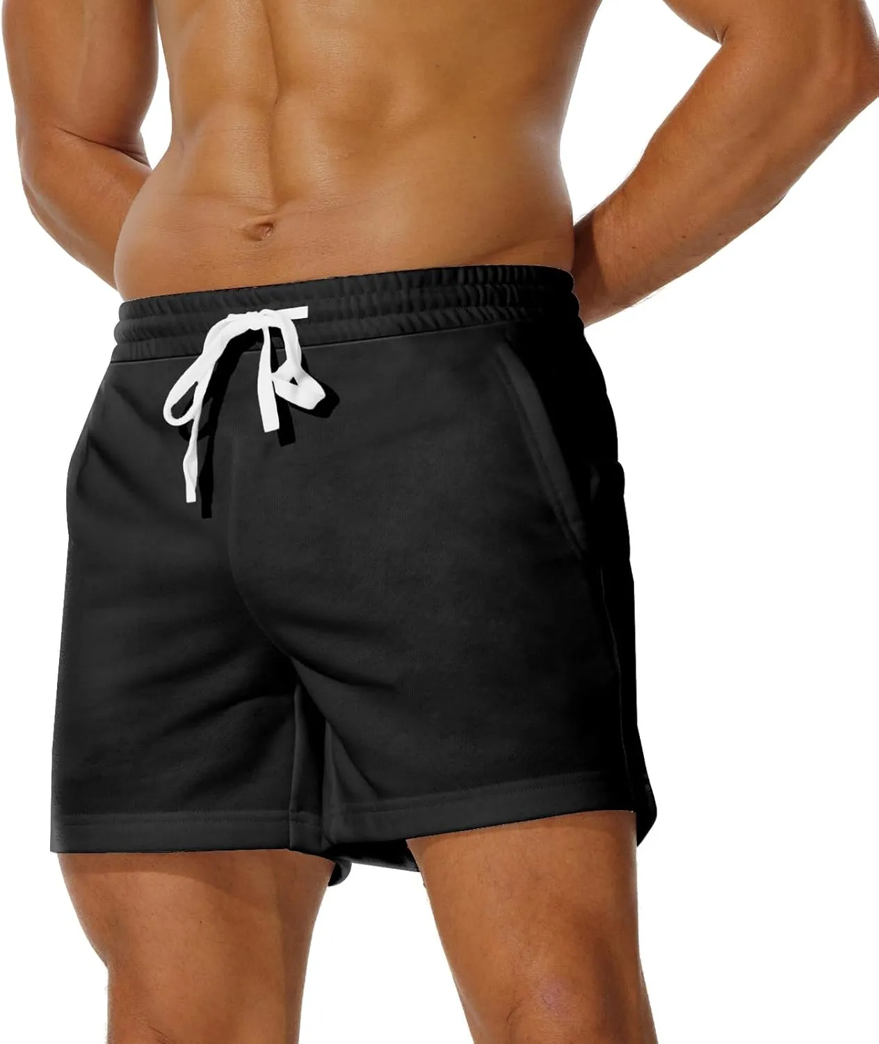 AIMPACT Mens Athletic Gym Shorts 5/5.5 Inch Cotton Casual Shorts Elastic Waist Joggers Sports Sweat Shorts with Pockets