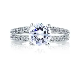 A.JAFFE ART DECO PEACOCK ENGRAVED ENGAGEMENT RING 0.46             (not including center stone)