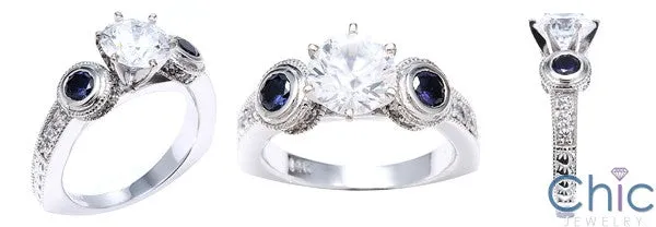 Anniversary 2 Ct Round Sapphire Cubic Zirconia Cz Ring