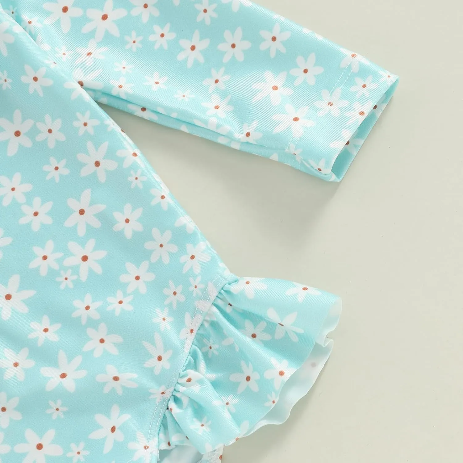Baby Girls Long Sleeve One Piece Swimsuit Zipper Bathing Suit Toddler Infant Rash Guard Swimwear with Sun Hat Set