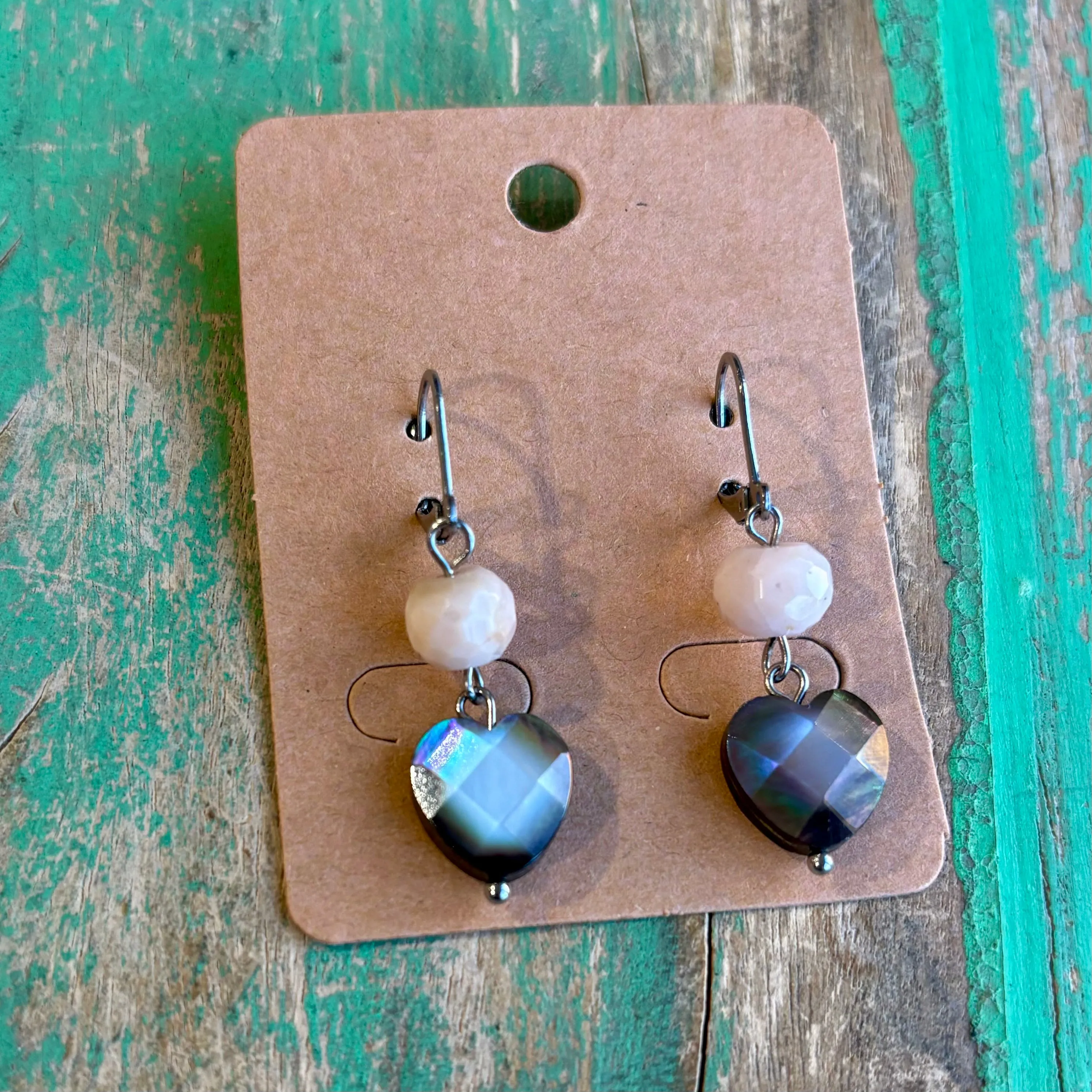 Baby Pink Sacred Heart Necklace or Earrings