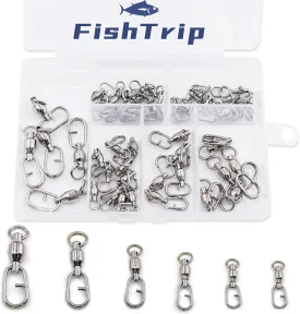 Ball Bearing Swivel with Oval Split Rings - 25pcs Snap Swivels Fishing Tackle Saltwater Freshwater