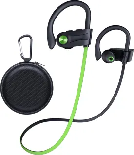 Bluetooth Headphones, Wireless Earbuds IPX7 Waterproof Bluetooth 5.3 Headphones with 16Hrs Playtime Stereo Bass Headsets with Mic Running Headsets with Earhooks for Sports Running Workout