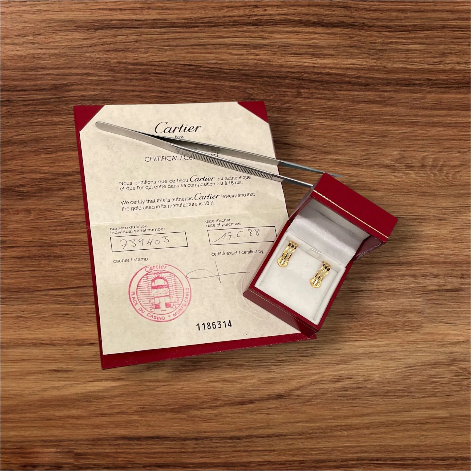 Cartier 2 C Trinity Gold Clip-on Earrings