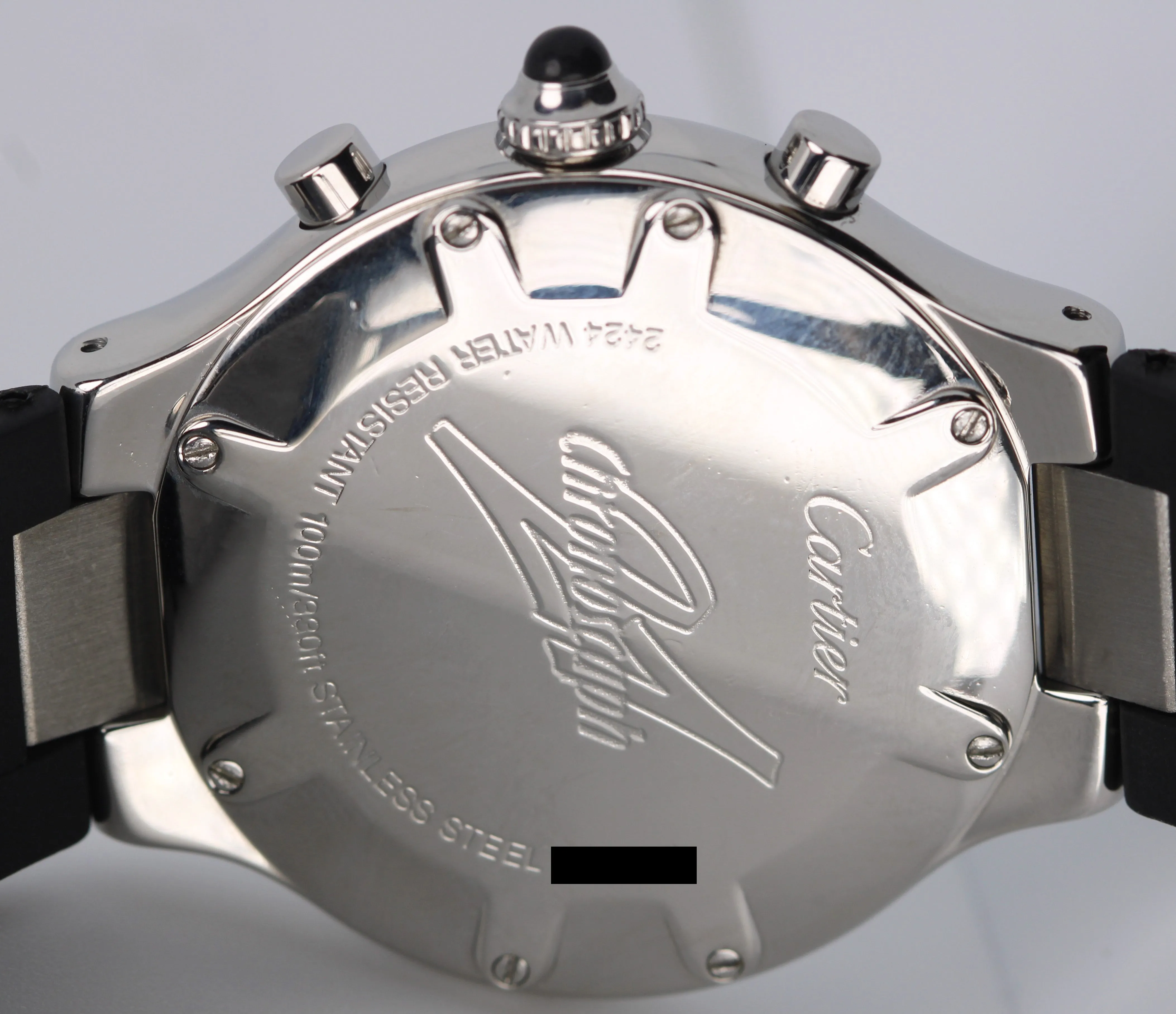 Cartier 21 Chronoscaph Chronograph Quartz Black 38mm Stainless Steel 2424 Watch