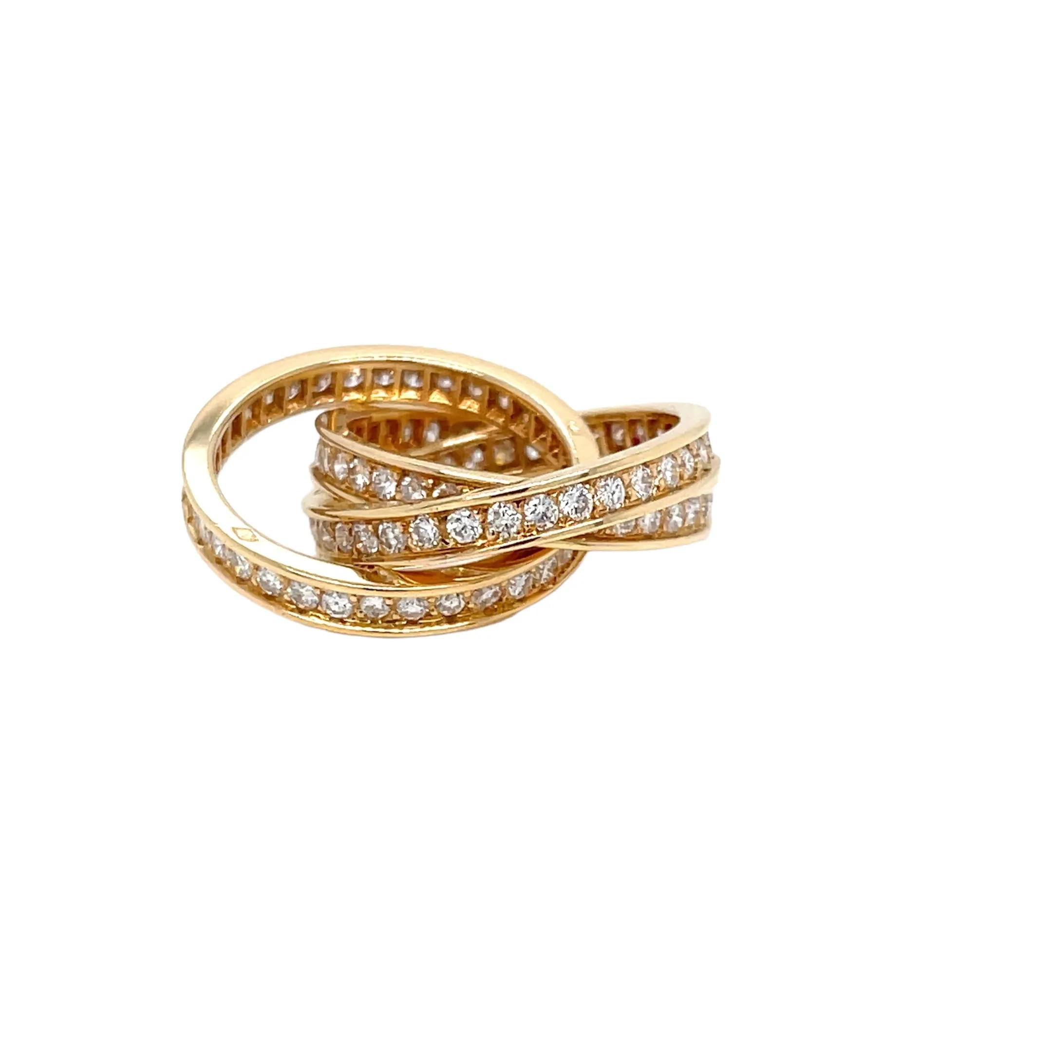 Cartier 3 Carat Diamond Trinity Rolling Ring in 18k Yellow Gold