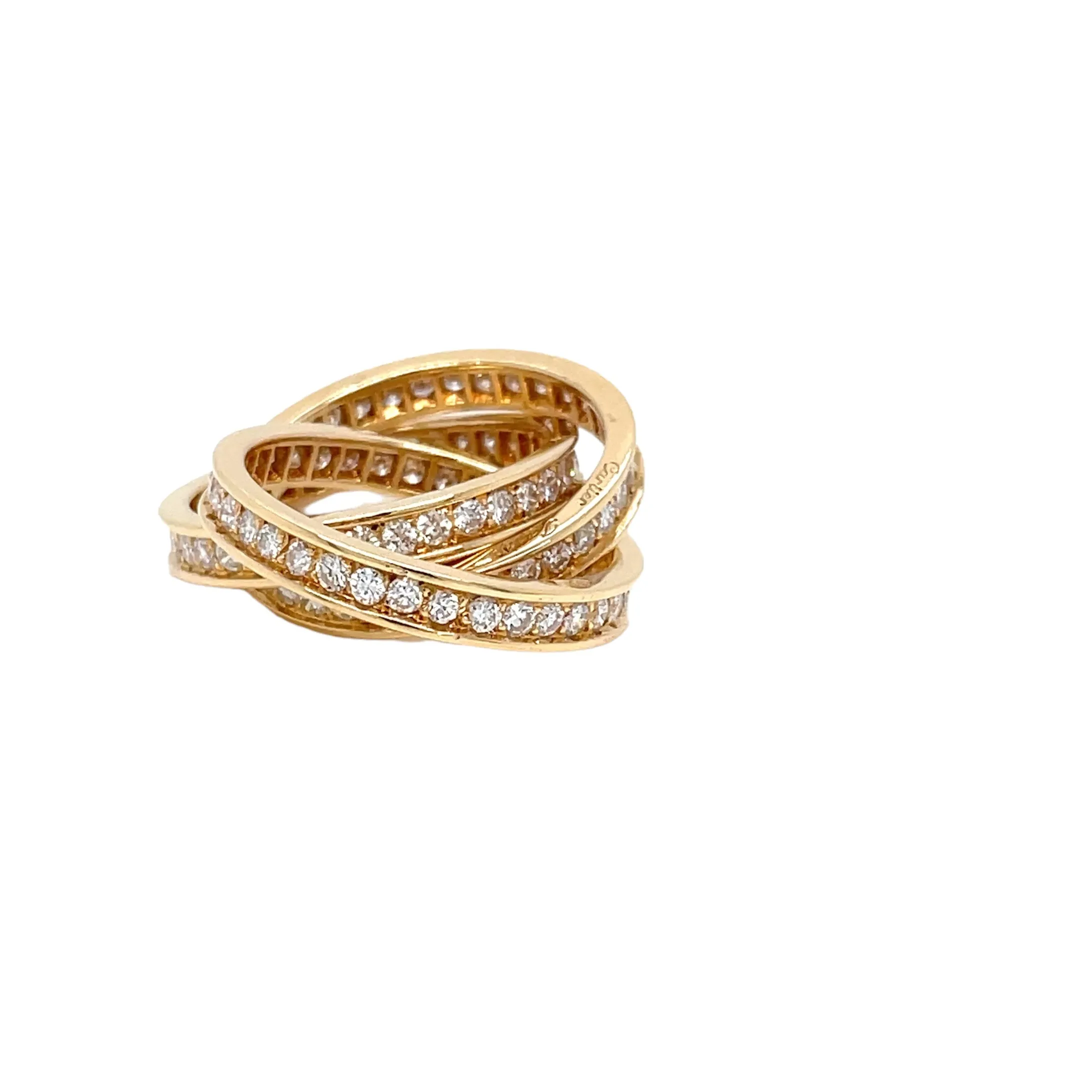 Cartier 3 Carat Diamond Trinity Rolling Ring in 18k Yellow Gold