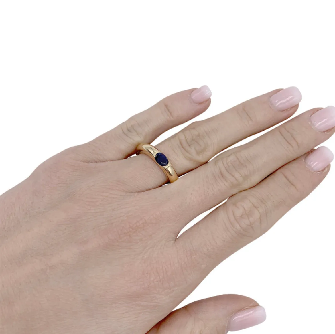 Cartier Ellipse Sapphire Yellow Gold Band Ring