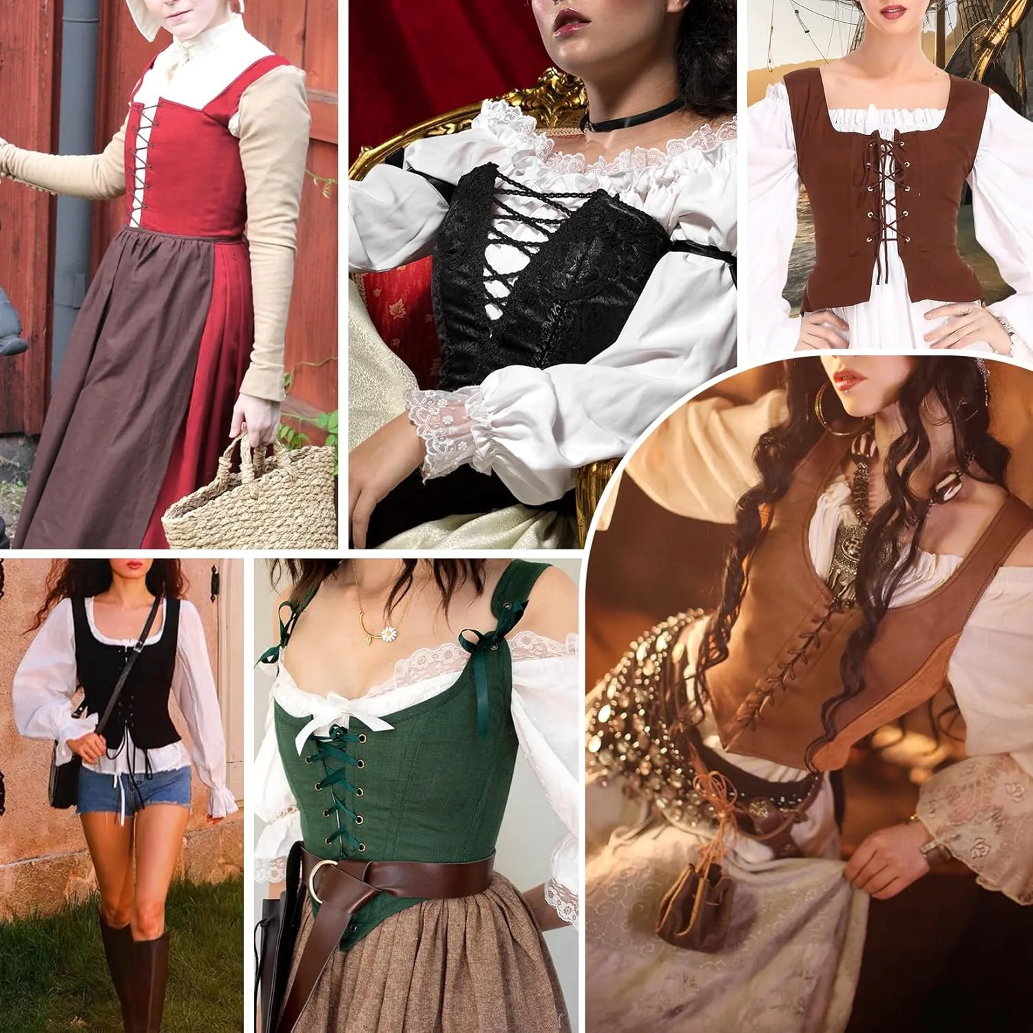 Century Star Renaissance Corset Costume Women Pirate Medieval Viking Floral Top Ren Faire Vest Victorian Plus Size Bodice