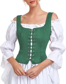 Century Star Renaissance Corset Costume Women Pirate Medieval Viking Floral Top Ren Faire Vest Victorian Plus Size Bodice