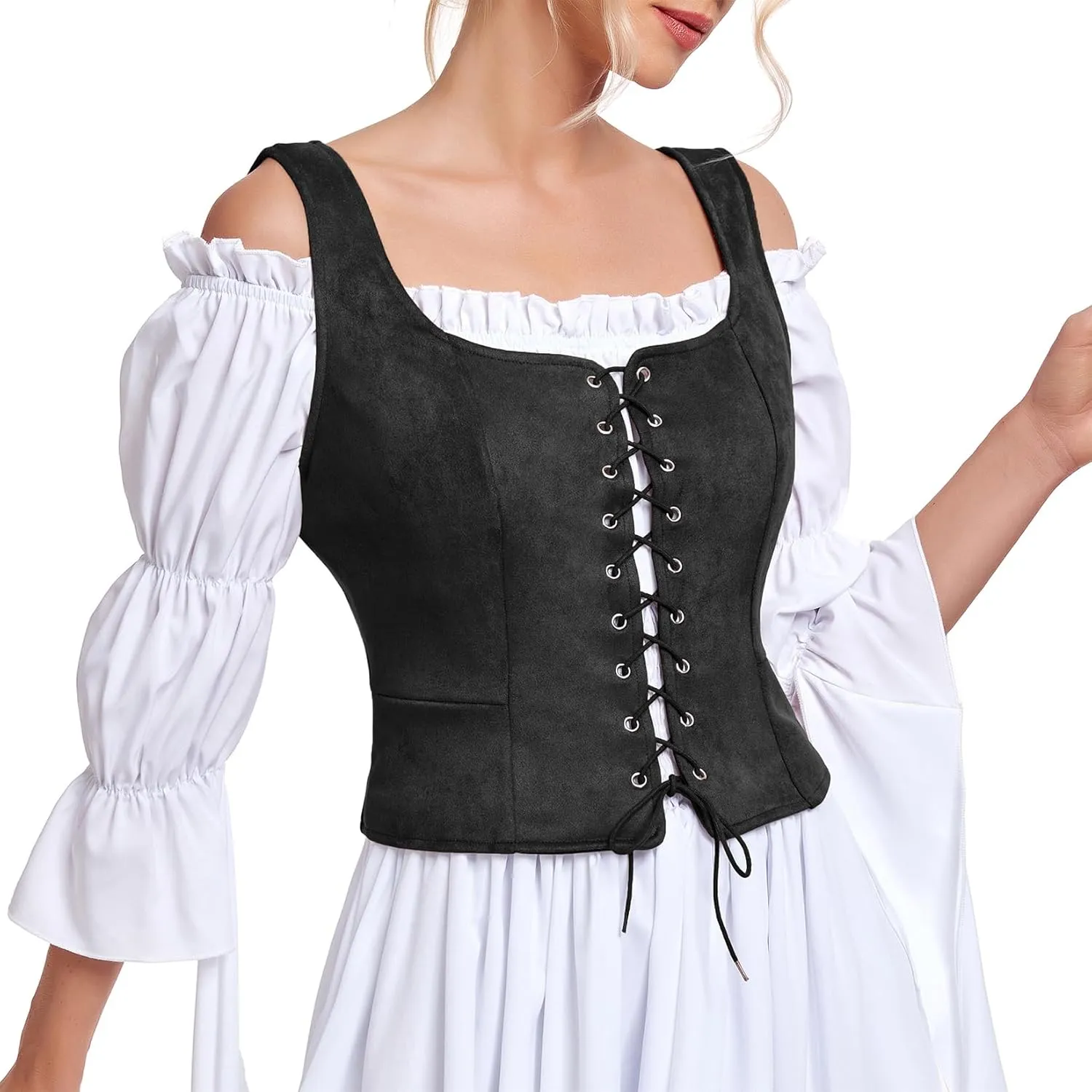 Century Star Renaissance Corset Costume Women Pirate Medieval Viking Floral Top Ren Faire Vest Victorian Plus Size Bodice