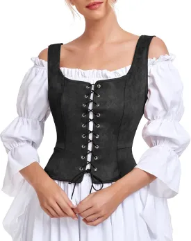 Century Star Renaissance Corset Costume Women Pirate Medieval Viking Floral Top Ren Faire Vest Victorian Plus Size Bodice