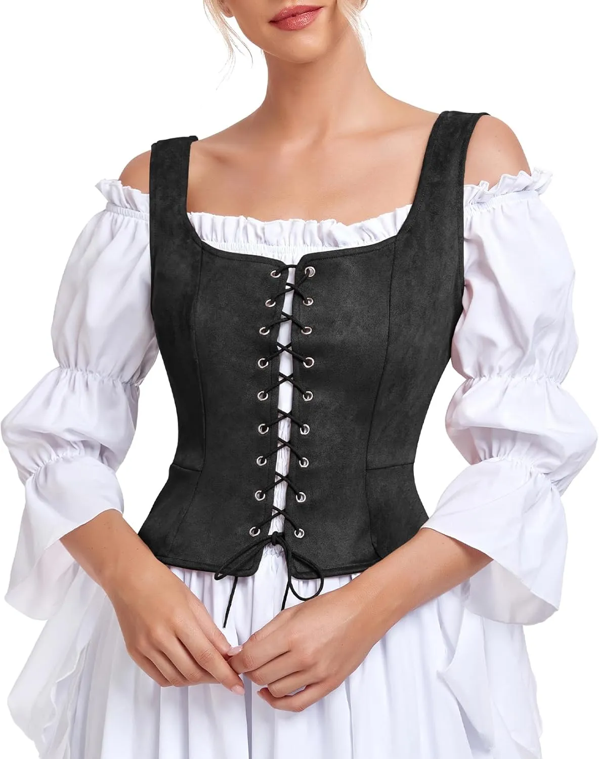 Century Star Renaissance Corset Costume Women Pirate Medieval Viking Floral Top Ren Faire Vest Victorian Plus Size Bodice