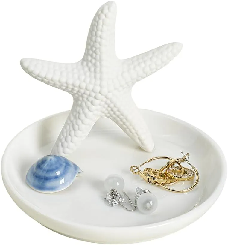 Ceramics Starfish Jewelry Tray Ring Trinket Dish Holder