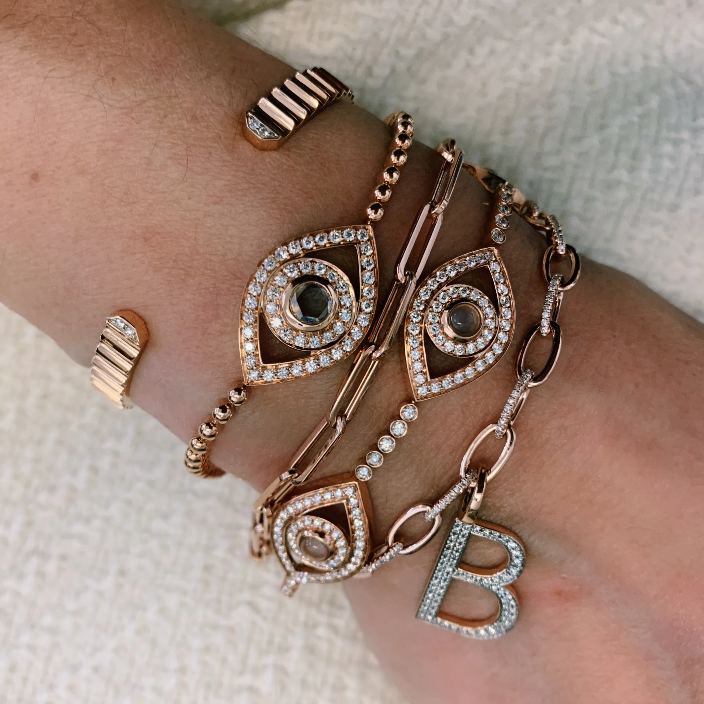 Clive Diamond Wide Fluted Cuff Bracelet