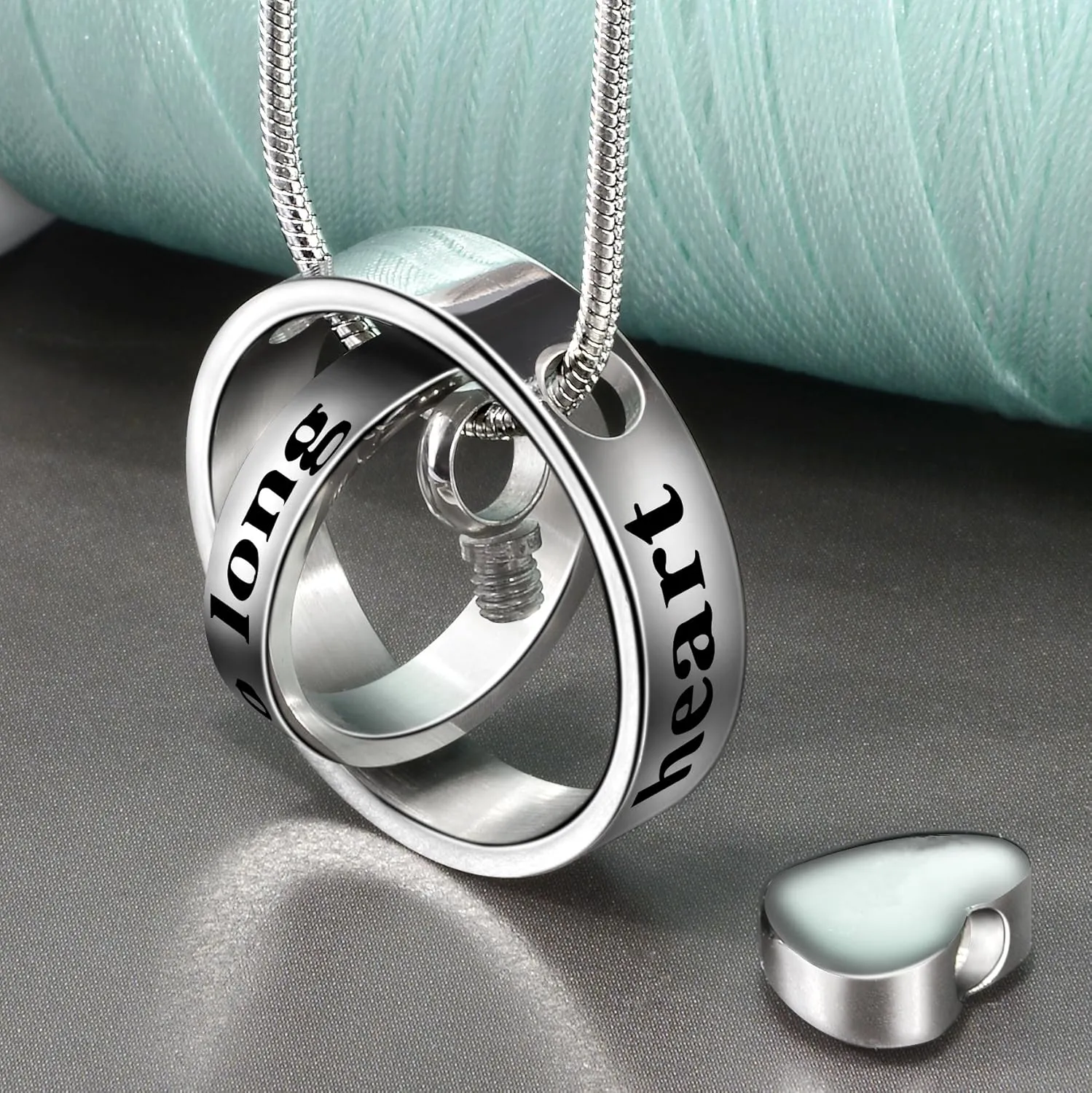 Cremation Jewelry No Longer By My Side, Forever In My Heart Carved Locket Memorial Necklace Keepsake Urn Pendant