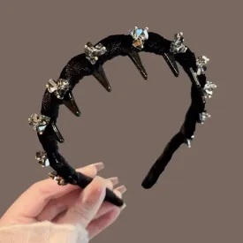Crystal Rhinestone Headband for Women, 1 Pcs Black Fashionable Headband Non Slip Head Bands for Hair Accessories, Holiday Costume, Christmas