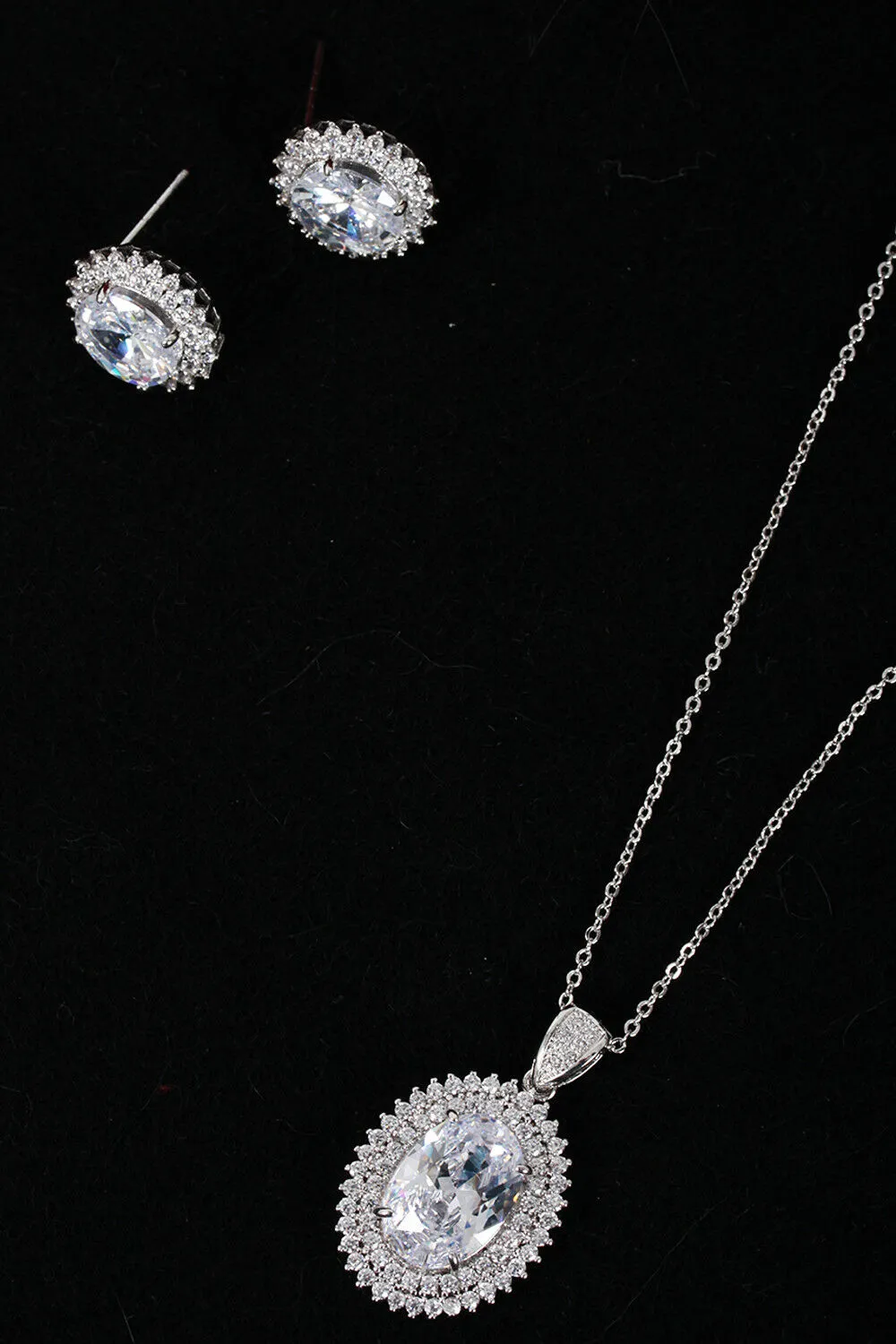 Cubic Zirconia Necklace and Earrings Set