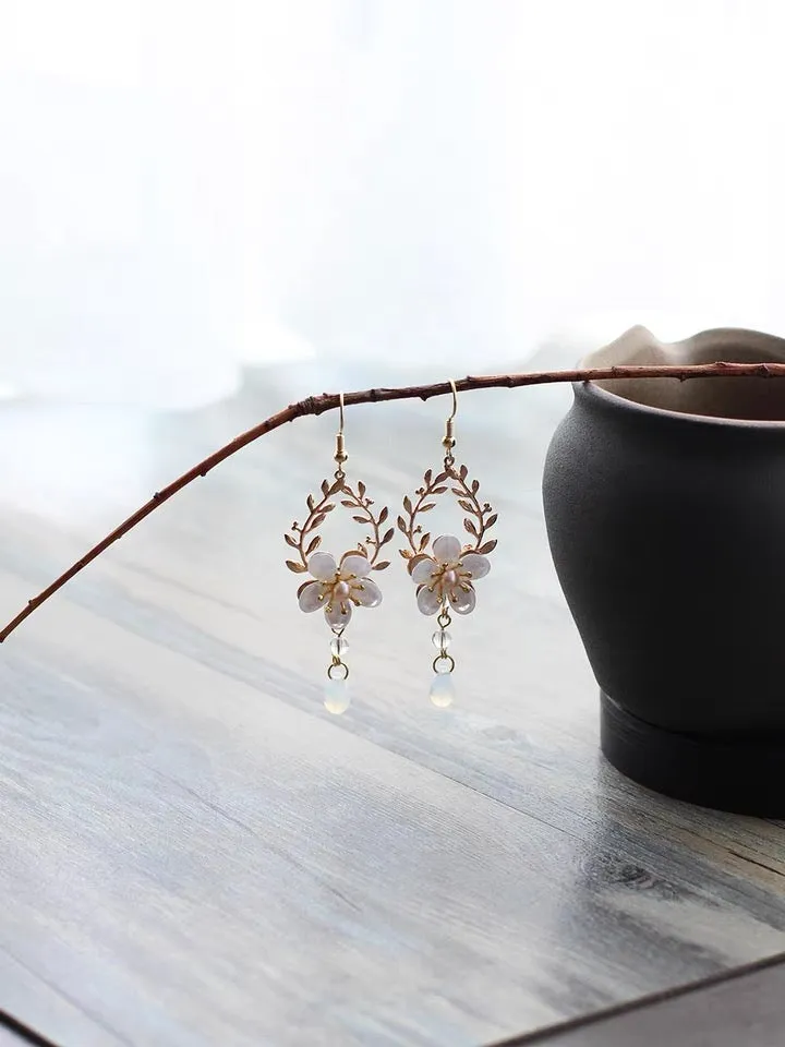 Dangle Earrings: Iridescent Floral