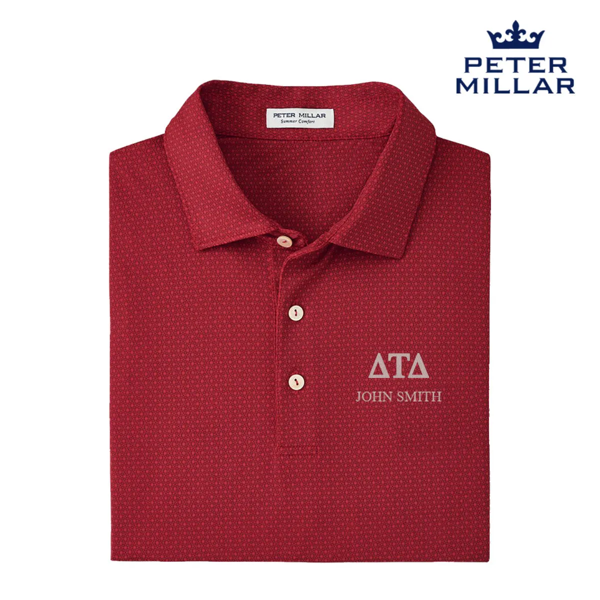 Delt Personalized Peter Millar Tesseract Patterned Polo With Greek Letters