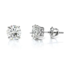 Diamond Stud Earrings 3.08 Carat TW 14K White Gold GIA Certified