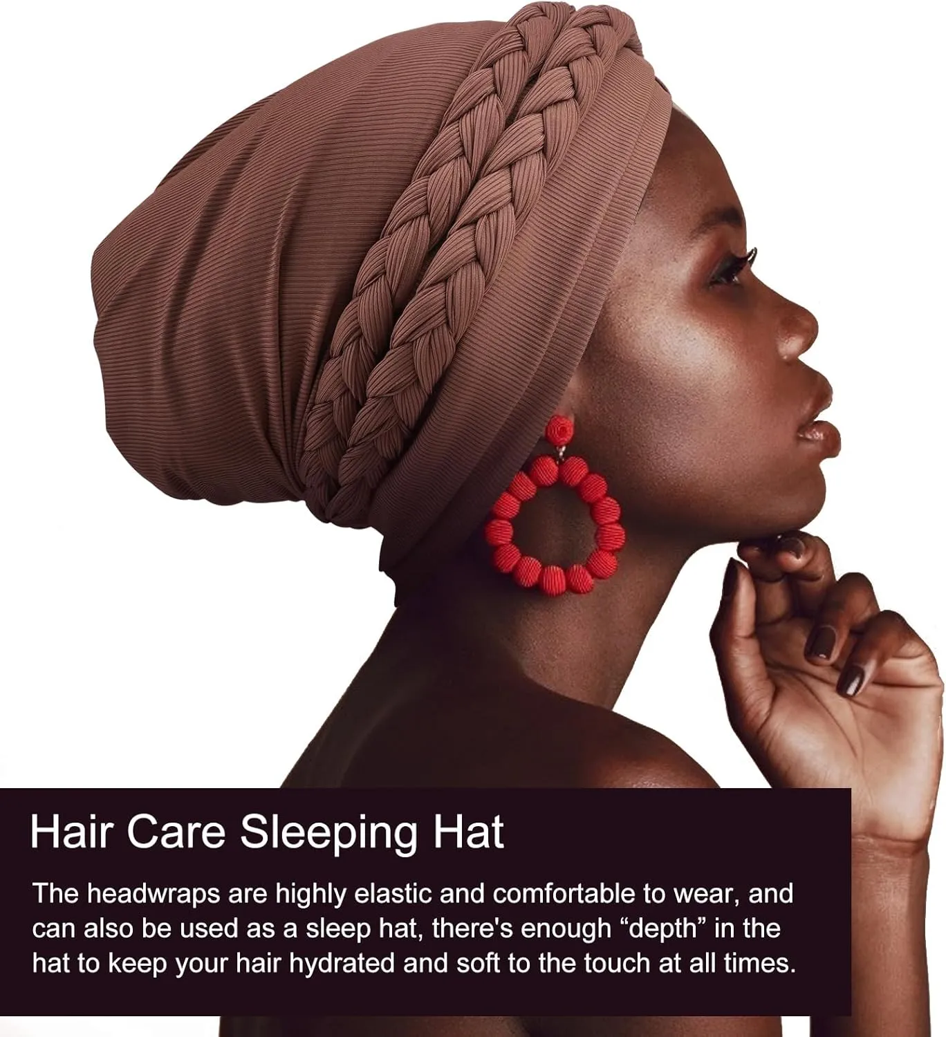 DRESHOW African Women Turban Caps Beanie Twist Headscarf Pre-Tied Double Twisted Braid Hair Cover Wrap Hat Chemo Cancer Cap