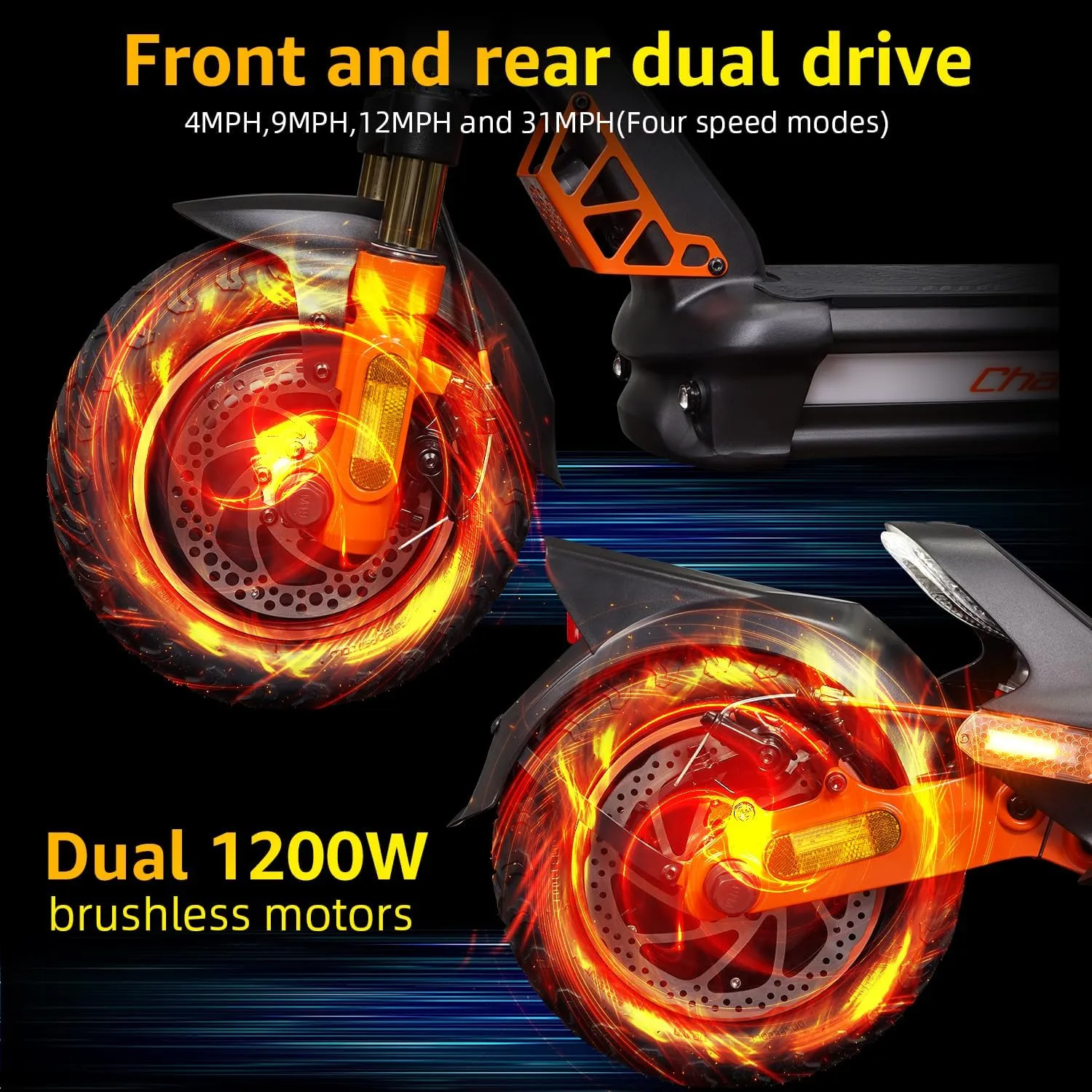 Electric Scooter Dual Motor, Peak 3200W, Up to 40 Miles Range / 31 Mph, 10.5'' Pneumatic Tires with 1152Wh Battery, Dual Suspension & Commuting E-Scooter, Option Seat