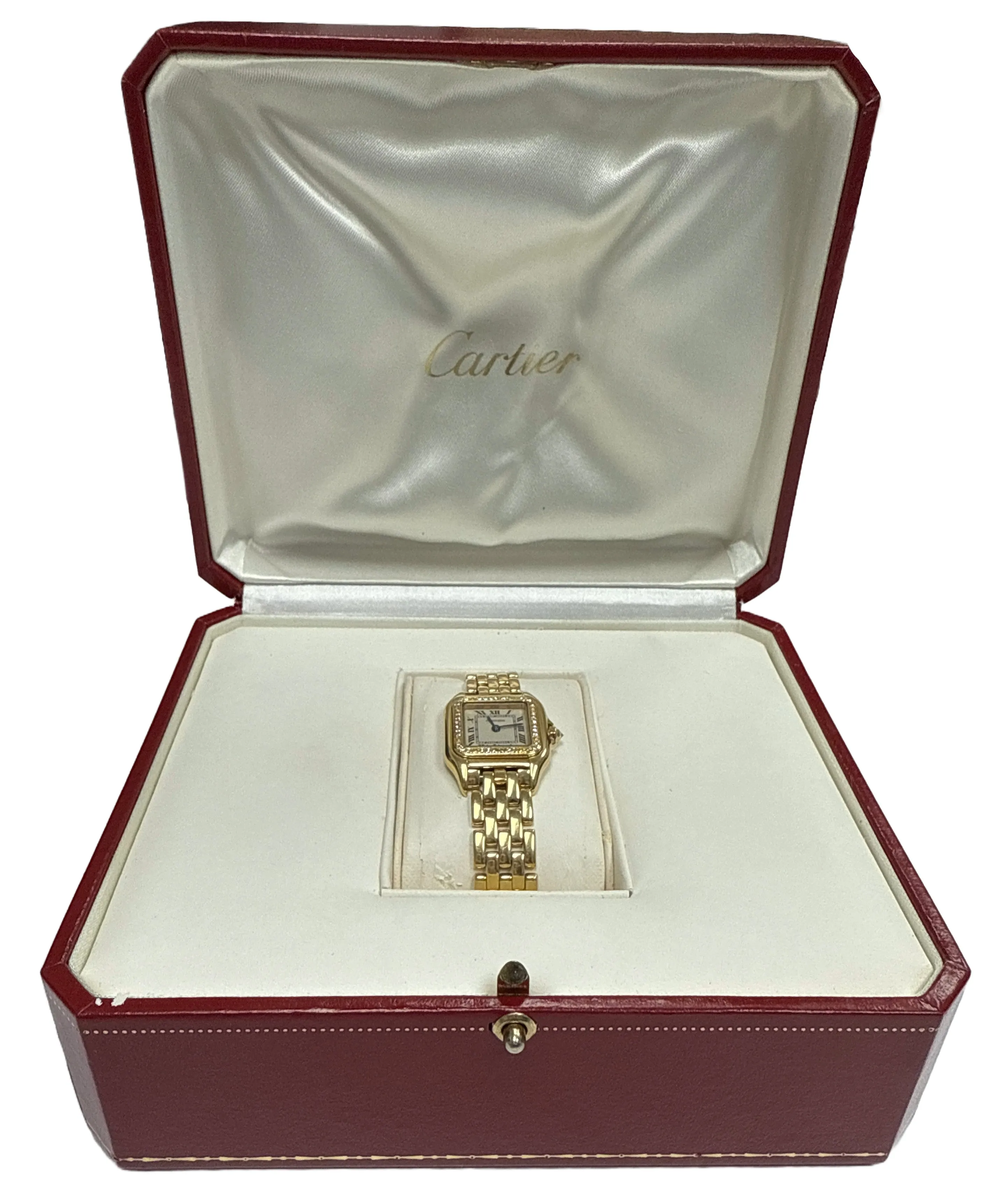 FACTORY DIAMOND Ladies Cartier Panthere 18K Gold 22mm Quartz 1280 WF3070B9 BOX
