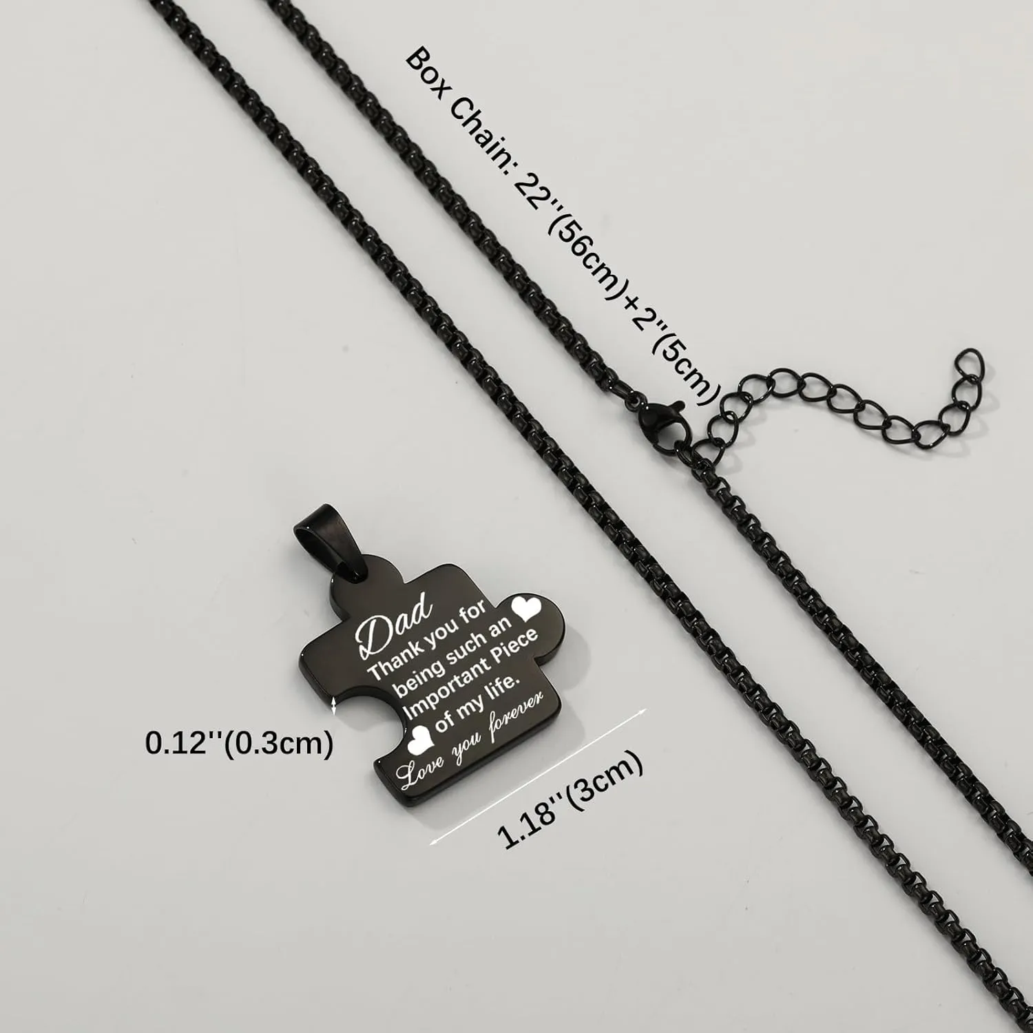 Father's Day Gifts Necklace for Men Women Puzzle Piece Necklace Stainless Steel Adjustable 22'' 2'' Chains Jewelry Gift for Dad Mom Family