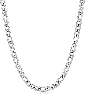 Fiusem Father's Day Gifts Figaro Chains for Men Women, Silver Tone Mens Chain Necklaces, Wide 3.5/5/6/7/8/9.5mm Stainless Steel Chain Necklace for Men Women