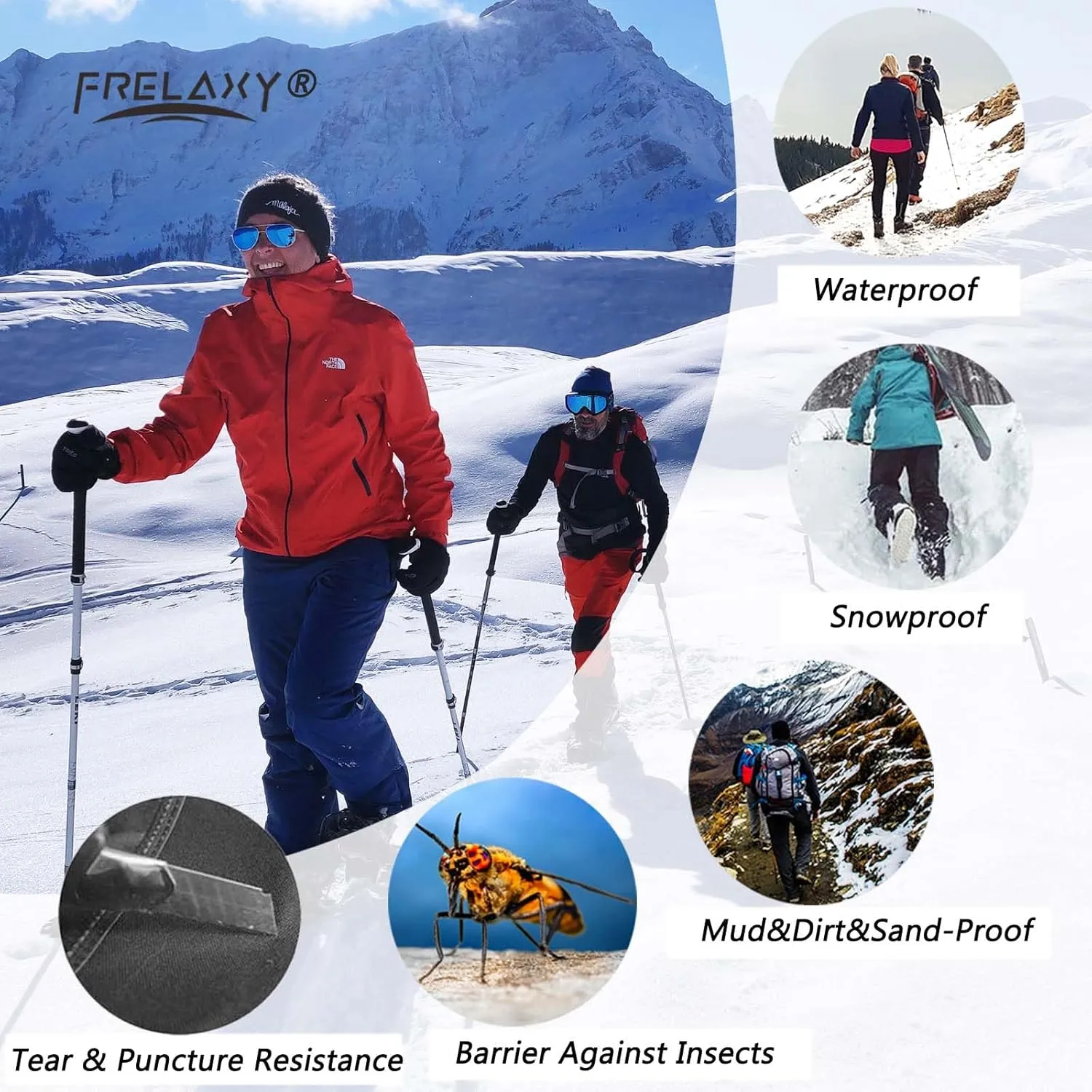 Frelaxy Leg Gaiters Ultra HIGH-Performance Hunting Gaiters, 100% Waterproof Hiking Gaiters with Upgraded Rubber Foot Strap, Adjustable Snow Boot Gaiters