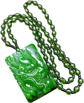 Gilani Gems & Jewelry Natural Jade Dragon Necklace, Handcarved on AAA  Quality Jade, Symbolizes Good Luck, Power, Wealth - Fengshui, Meditation, Yoga