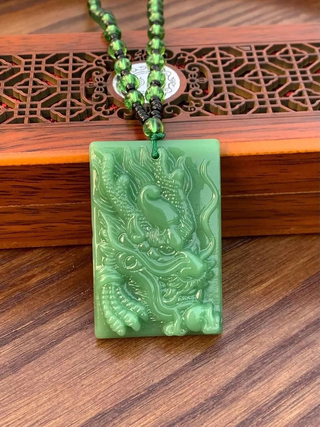 Gilani Gems & Jewelry Natural Jade Dragon Necklace, Handcarved on AAA  Quality Jade, Symbolizes Good Luck, Power, Wealth - Fengshui, Meditation, Yoga