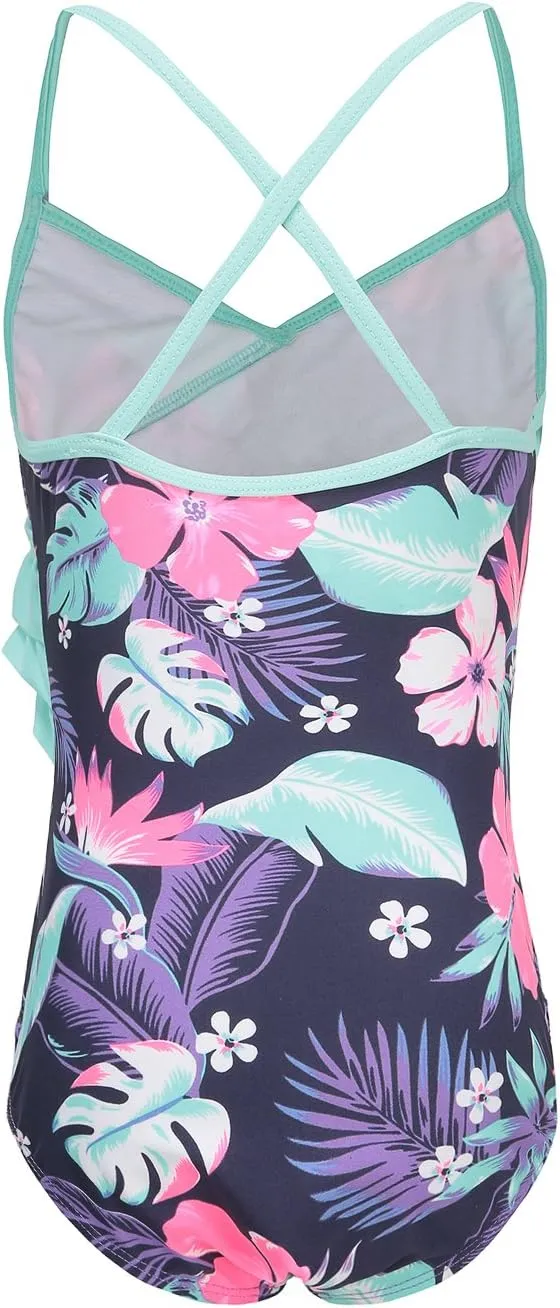 Girls One Piece Swimsuits Hawaiian Ruffle Swimwear Beach Bathing Suit