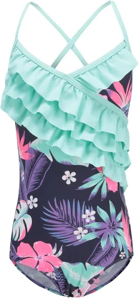 Girls One Piece Swimsuits Hawaiian Ruffle Swimwear Beach Bathing Suit