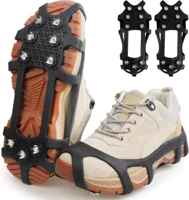 Ice Cleats for Shoes and Boots - Snow Traction Cleats Non Slip Crampons Ice Grippers for Women Men Kids Winter Walking Hiking Climbing