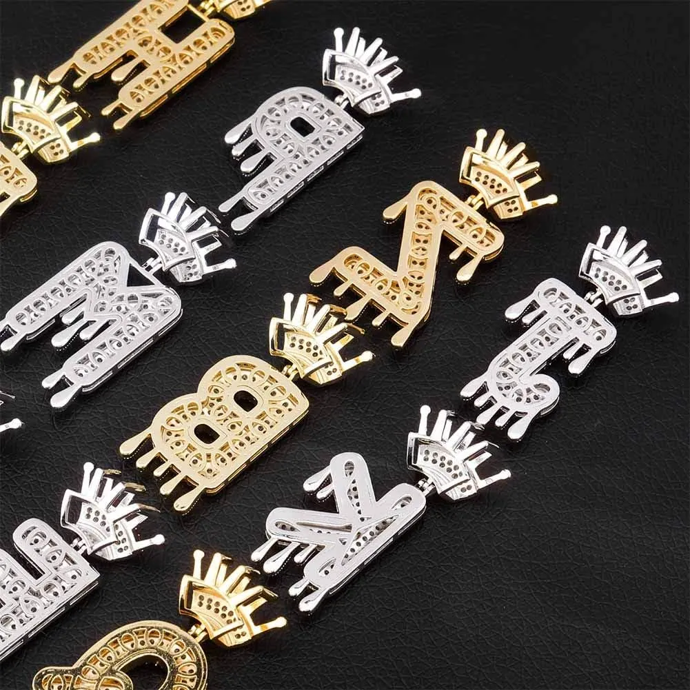 Initial Necklaces for Women 18K Plated Gold Initial Necklace for Men Silver Iced Out Diamond Name Letter Necklace