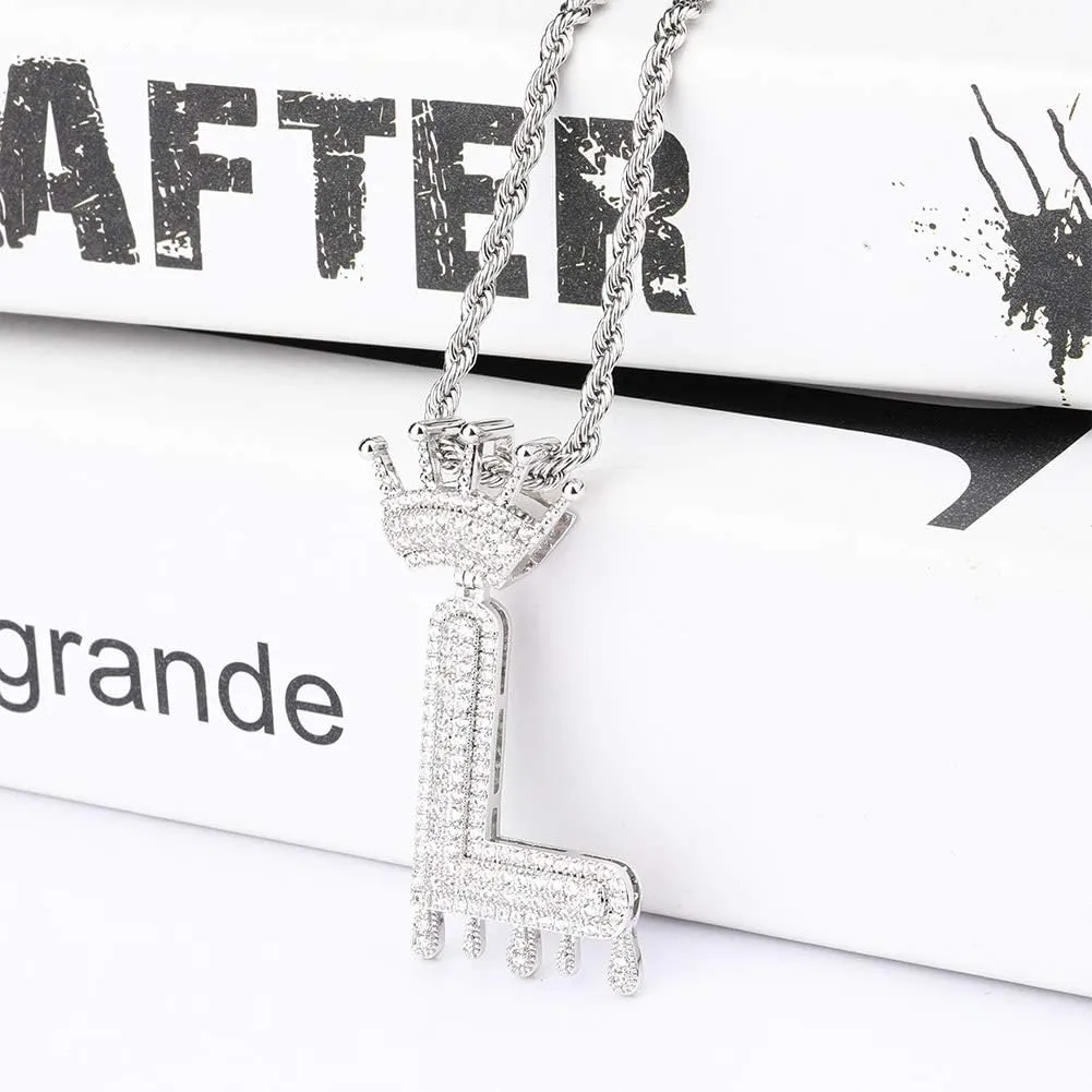 Initial Necklaces for Women 18K Plated Gold Initial Necklace for Men Silver Iced Out Diamond Name Letter Necklace