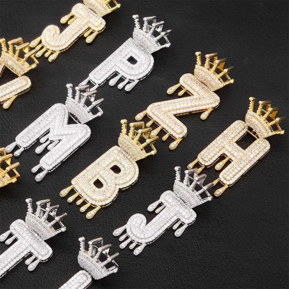 Initial Necklaces for Women 18K Plated Gold Initial Necklace for Men Silver Iced Out Diamond Name Letter Necklace