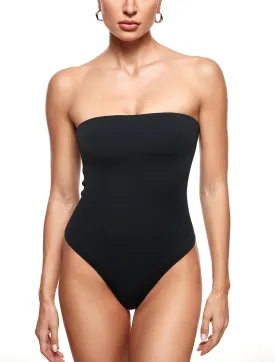 INLYRIC Women's Natrelax Sexy Strapless Bodysuit Thong Tube Top Off The Shoulder One Piece Leotard